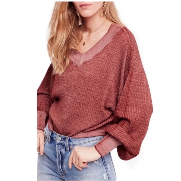 Free People Sweaters - Free People Southside Thermal Waffle Knit Sweater Size Medium
